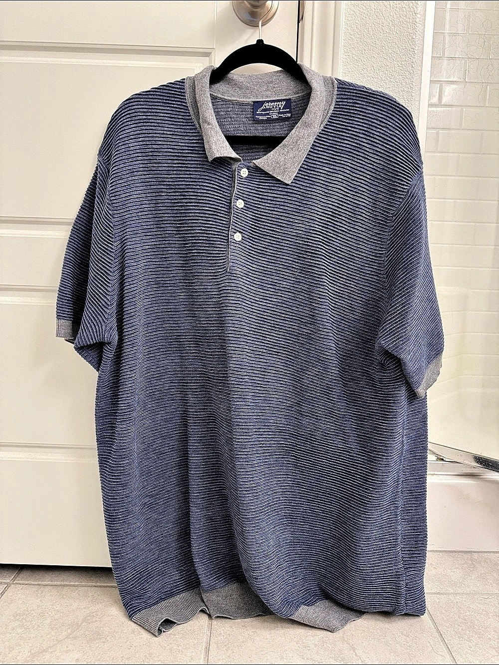 Jeremy Argyle NYC Striped Polo Shirt in Blue & Gray